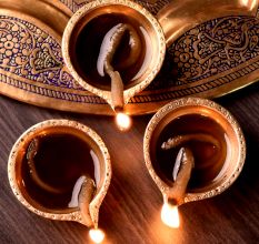 Brass Round Shaped Diwali Oil Lamp Diya Pack of 3